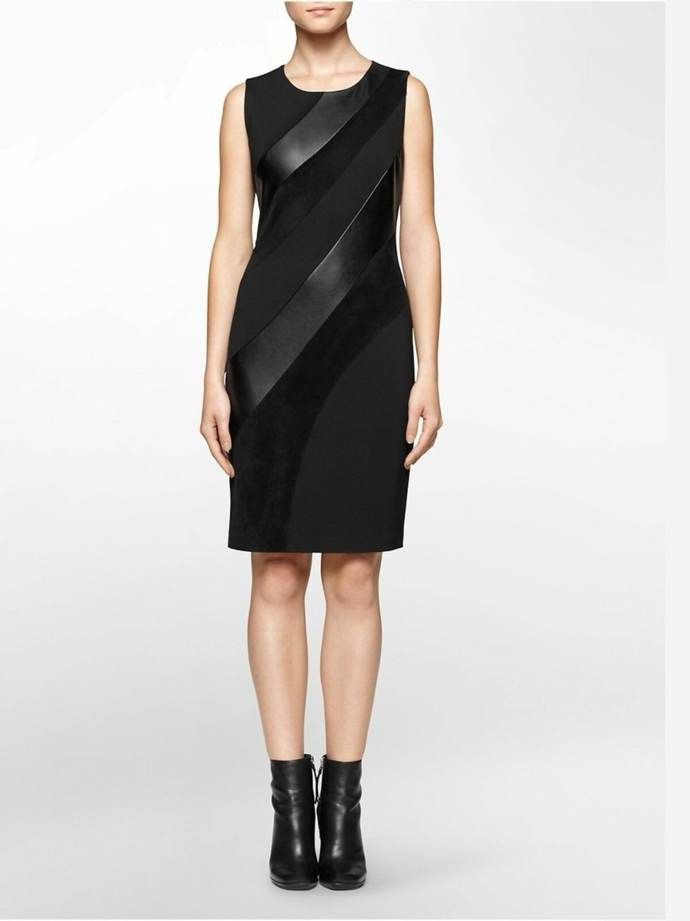Calvin Klein Leather & Faux Suede Dress